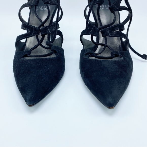 Stuart Weiztman size 6.5 Black Suede Lace Up Heels / Pumps - Picture 8 of 11